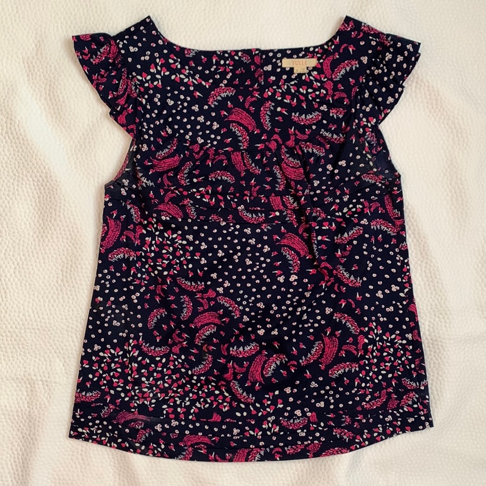 Navy and pink Tulle top